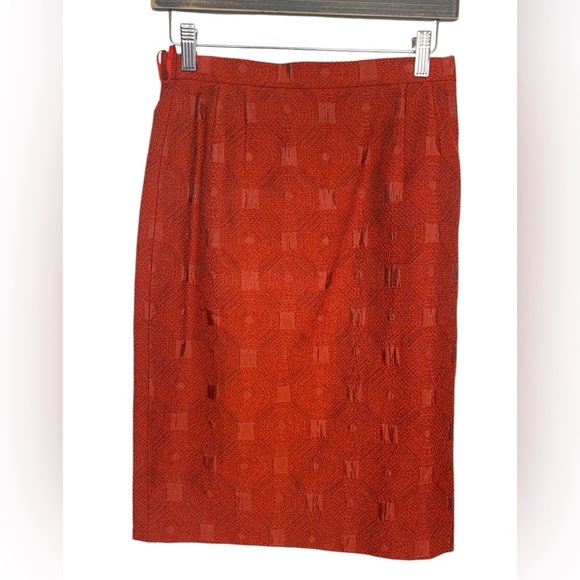 Louis Feraud Vintage Wool Blend, Lined, Rusty Red Blazer and Skirt Set - Picture 5 of 17